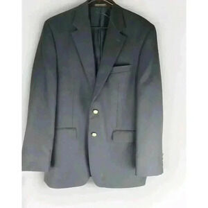 LRL Ralph Lauren Blazer Sport Coat Jacket Sz 41R Navy Blue Gold Button 100% Wool